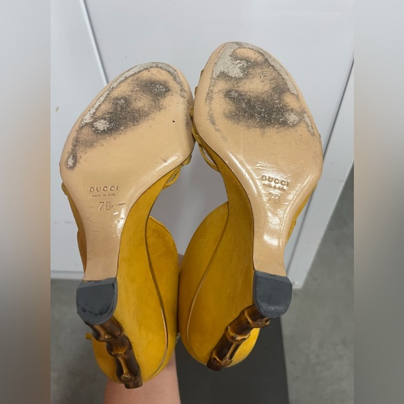 Mustard, yellow suede, Gucci wedges - Picture 7 of 7